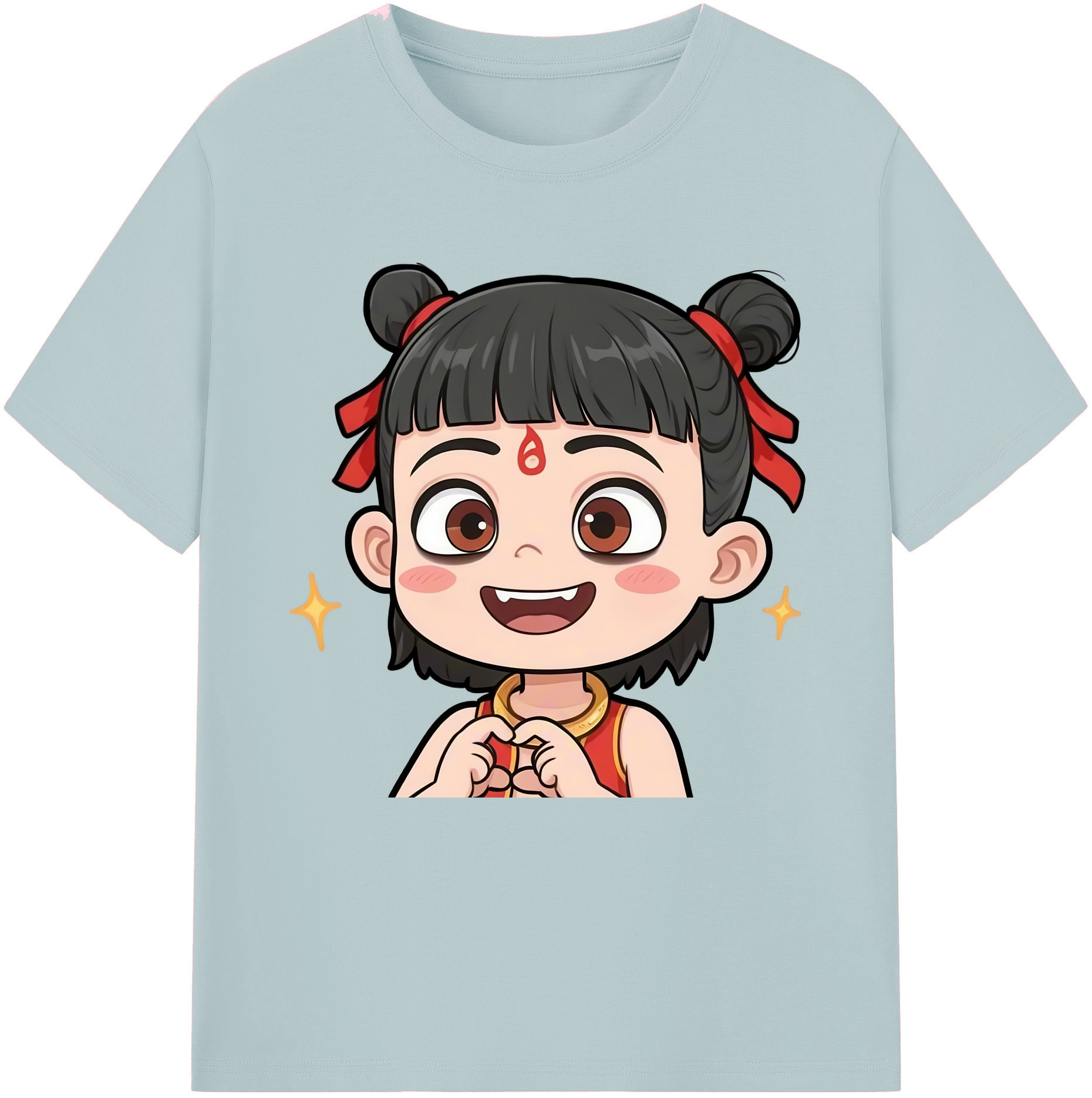 （画像用） Ne Zha 2 ナタ 魔童の大暴れ 綿100％半袖Tシャツ（フロントプリント）